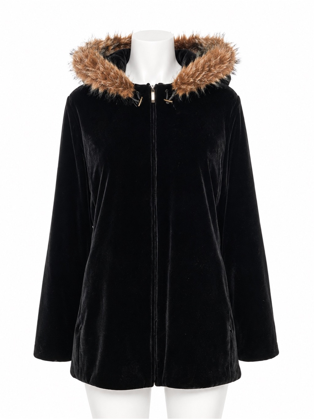 LAUREN RALPH LAUREN Silk Velvet Hooded Parka-sz XL